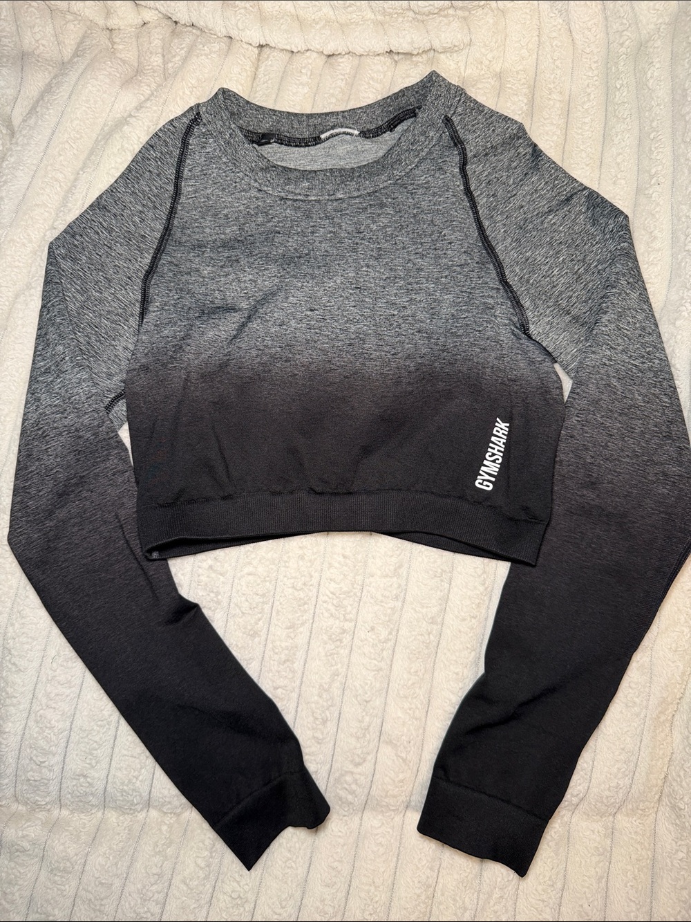 Gymshark Ombre Crop Long-Sleeve Pullover in Gray and Black
